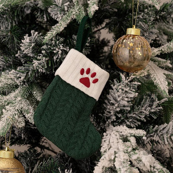 Navidad Natal 2024 Коледни чорапи Green Xmas Tree Ornament Gift Pletiva Snowflake Letter Stocking Christmas Decoration