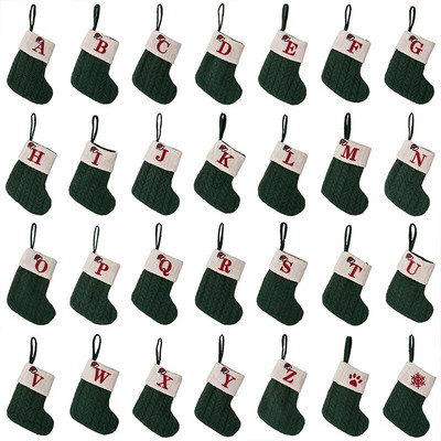 Navidad Natal 2024 karácsonyi zokni zöld karácsonyfadísz ajándék kötés hópehely levél harisnya karácsonyi dekoráció