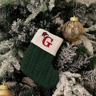 Navidad Natal 2024 karácsonyi zokni zöld karácsonyfadísz ajándék kötés hópehely levél harisnya karácsonyi dekoráció
