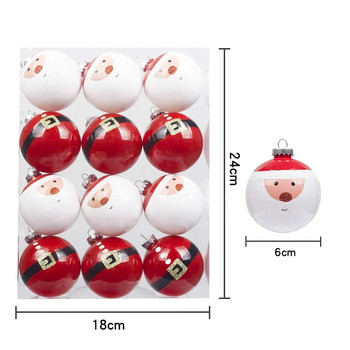 Червени бели коледни топки Украси за коледна елха 12 бр Коледни топки Коледни орнаменти Комплект за коледна елха Начало