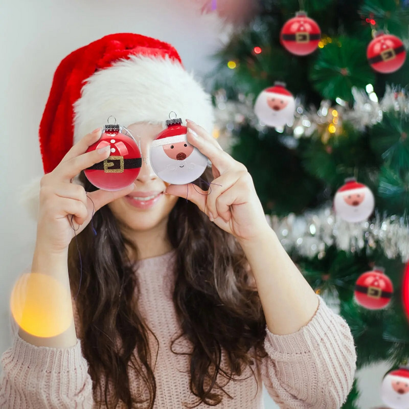 Κόκκινες λευκές χριστουγεννιάτικες μπάλες Διακοσμήσεις χριστουγεννιάτικων δέντρων 12τμχ Χριστουγεννιάτικες μπάλες Χριστουγεννιάτικα στολίδια Σετ για Χριστουγεννιάτικο Δέντρο Σπίτι