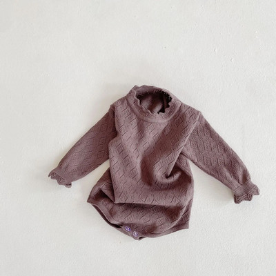 2023 Ανοιξιάτικο φθινόπωρο βρεφικό κορμάκι μακρυμάνικο τετράγωνο κούφιο πλεκτό φόρμα για νεογέννητα βρεφικά κοριτσίστικα ρούχα νήπιο One Piece