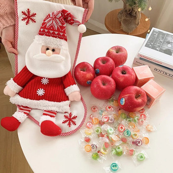 Торбичка за бонбони за декорация на дърво Коледна украса Плетена триизмерна торба за подаръци на старец Снежен човек Коледа