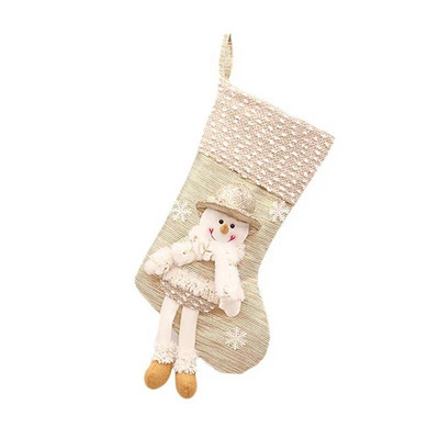 Bež tkanina Umjetnička božićna poklon vrećica Ukrasne čarape Božićna čarapa Viseći ukrasi za božićno drvce Božićni ukrasi