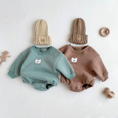 Κορεάτικη φόρμα για νεογέννητα Βρεφικά μπλουζάκια για κορίτσια Rompers Χειμερινά βρεφικά ρούχα για αγόρια Bear Fleece Ζεστά μακρυμάνικα φορμάκια