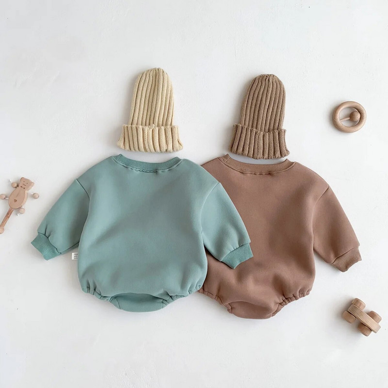 Κορεάτικη φόρμα για νεογέννητα Βρεφικά μπλουζάκια για κορίτσια Rompers Χειμερινά βρεφικά ρούχα για αγόρια Bear Fleece Ζεστά μακρυμάνικα φορμάκια