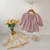 Jednodijelni kombinezon za novorođenčad od 0 do 2 godine Jednodijelni kombinezon za dojenčad 2023 Proljetna, tanka pamučna odjeća dugih rukava za djevojčice