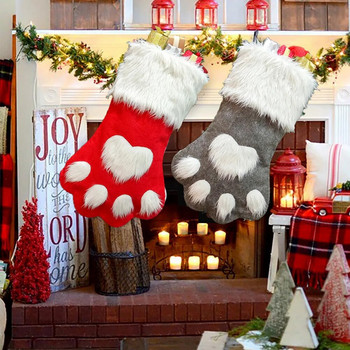2024 Коледни чорапи, чорапи, подарък, чанта за бонбони, куче, котка, лапа, шарка на лос, коледно дърво, висящо украшение, парти, домашна камина, украса