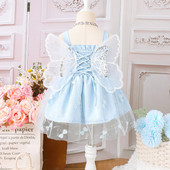 Pudcoco βρεφικό μωρό κορίτσι πριγκίπισσα φόρεμα αμάνικο με φτερά πεταλούδα Διχτυωτό φόρεμα Καλοκαιρινό καπνιστό φόρεμα 3-24 εκατ.