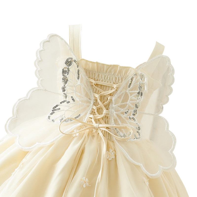 Pudcoco βρεφικό μωρό κορίτσι πριγκίπισσα φόρεμα αμάνικο με φτερά πεταλούδα Διχτυωτό φόρεμα Καλοκαιρινό καπνιστό φόρεμα 3-24 εκατ.