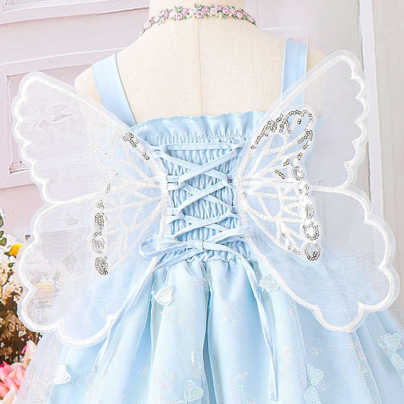 Pudcoco βρεφικό μωρό κορίτσι πριγκίπισσα φόρεμα αμάνικο με φτερά πεταλούδα Διχτυωτό φόρεμα Καλοκαιρινό καπνιστό φόρεμα 3-24 εκατ.