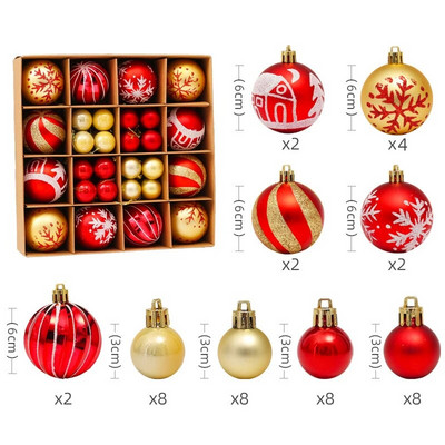 42-44 ΤΕΜ/Σετ Κρεμάστρες Χριστουγεννιάτικης Μπάλας σε Κουτιά 6cm Σετ Κουτί δώρου Ζωγραφισμένο σε ειδικό σχήμα Χριστουγεννιάτικο Δέντρο Διακόσμηση Μενταγιόν για πάρτι σπιτιού