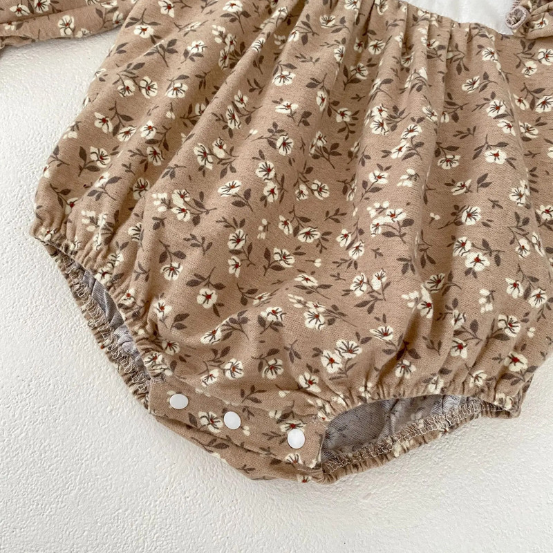 2023 Φθινοπωρινά Βρεφικά Ρούχα Νεογέννητα Βρεφικά Κορίτσια Φλοράλ βολάν μακρυμάνικο κορμάκι Βαμβακερό βρεφικό κέντημα Μονοκόμματο Ρούχα