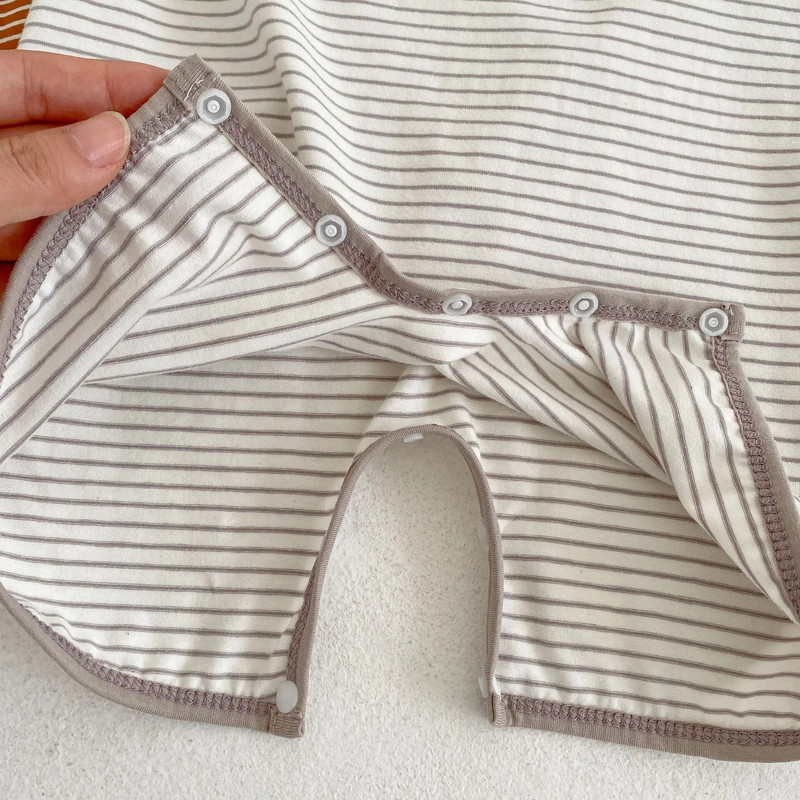 2023. gada vasaras jaundzimušo drēbes zīdaiņu zēniem bez piedurknēm, svītraini, viengabala kokvilnas, toddler kombinezoni, zīdaiņu zēnu apģērbi 0–2 g.