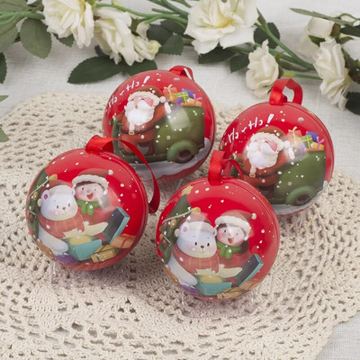 Kuglica za dekoraciju božićnog drvca od 7 cm, otisnuta kuglica za božićnu zabavu, viseća kuglica za dom, božićni ukrasi, limenke slatkiša, poklon