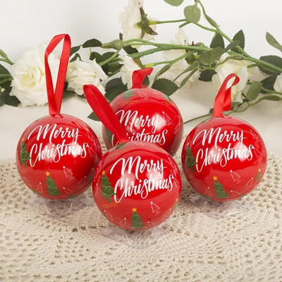 Kuglica za dekoraciju božićnog drvca od 7 cm, otisnuta kuglica za božićnu zabavu, viseća kuglica za dom, božićni ukrasi, limenke slatkiša, poklon