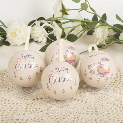 Kuglica za dekoraciju božićnog drvca od 7 cm, otisnuta kuglica za božićnu zabavu, viseća kuglica za dom, božićni ukrasi, limenke slatkiša, poklon
