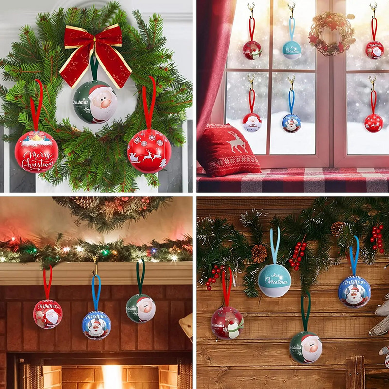 Kuglica za dekoraciju božićnog drvca od 7 cm, otisnuta kuglica za božićnu zabavu, viseća kuglica za dom, božićni ukrasi, limenke slatkiša, poklon