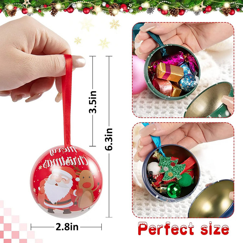 Kuglica za dekoraciju božićnog drvca od 7 cm, otisnuta kuglica za božićnu zabavu, viseća kuglica za dom, božićni ukrasi, limenke slatkiša, poklon