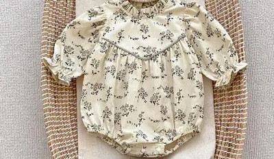 Jesenné manšestrové detské overaly pre dievčatá s kvetinovým vzorom, dlhým rukávom a bavlneným overalom pre novorodencov, jednodielne oblečenie