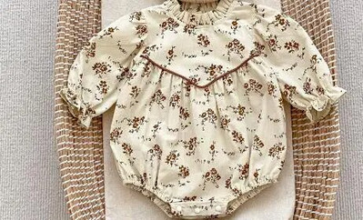 Jesenné manšestrové detské overaly pre dievčatá s kvetinovým vzorom, dlhým rukávom a bavlneným overalom pre novorodencov, jednodielne oblečenie