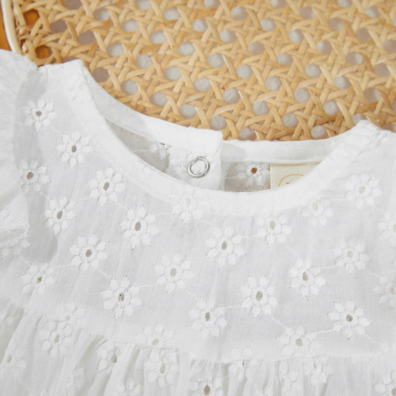 VISgogo Kombinezon za djevojčice s volanima, dugih rukava, izdubljenih cvjetova, jednobojni kombinezon na kopčanje, dječja odjeća za proljeće i jesen