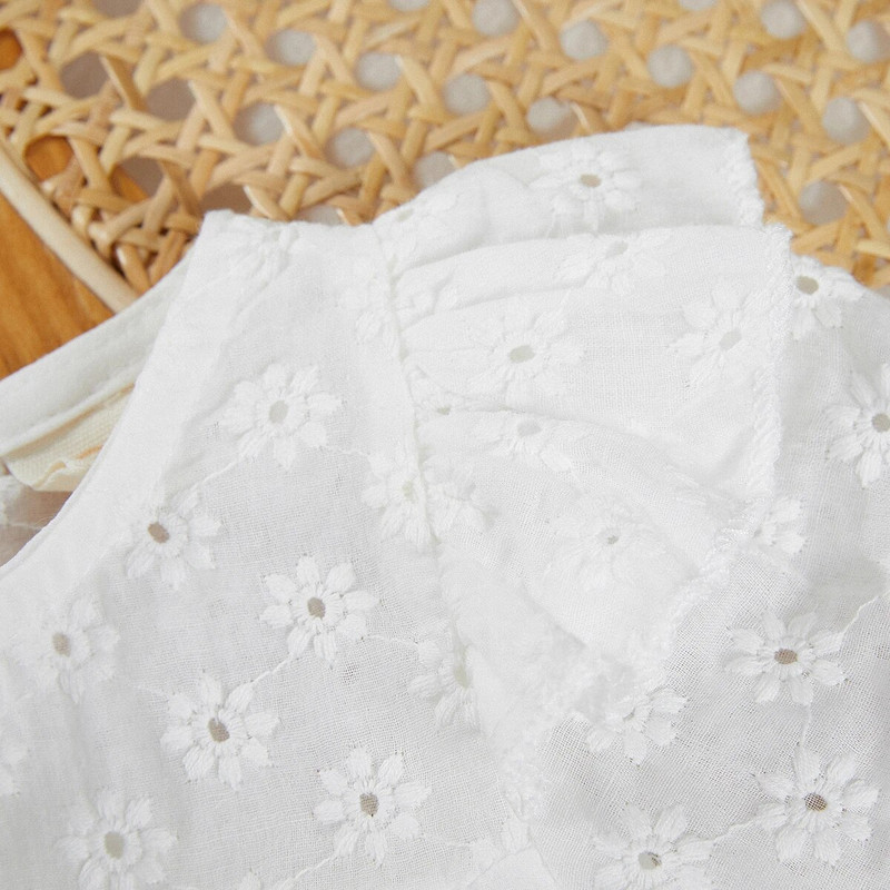 VISgogo Kombinezon za djevojčice s volanima, dugih rukava, izdubljenih cvjetova, jednobojni kombinezon na kopčanje, dječja odjeća za proljeće i jesen