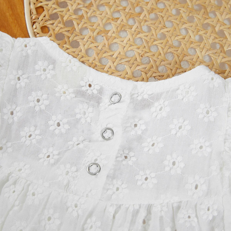 VISgogo Kombinezon za djevojčice s volanima, dugih rukava, izdubljenih cvjetova, jednobojni kombinezon na kopčanje, dječja odjeća za proljeće i jesen