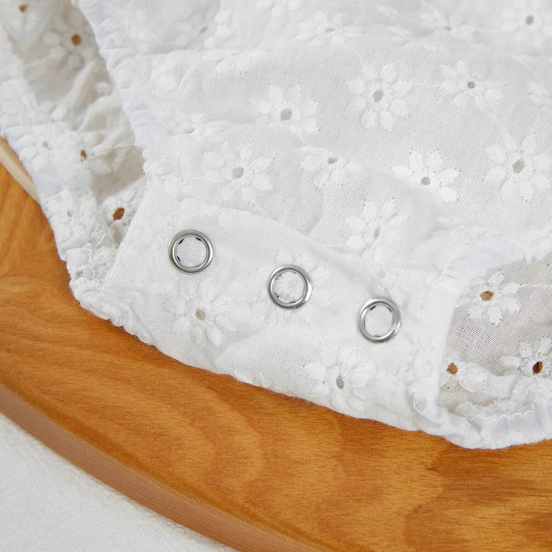 VISgogo Kombinezon za djevojčice s volanima, dugih rukava, izdubljenih cvjetova, jednobojni kombinezon na kopčanje, dječja odjeća za proljeće i jesen