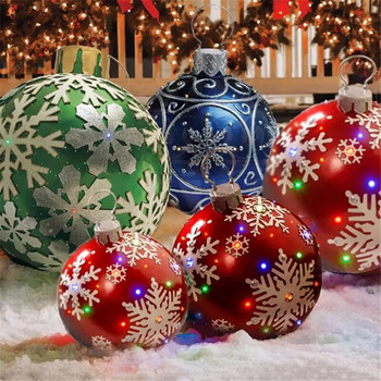 Χριστουγεννιάτικη φουσκωτή διακοσμημένη μπάλα εξωτερικού χώρου 60cm PVC γιγαντιαία μεγάλες μεγάλες μπάλες για πάρτι Χριστουγεννιάτικα δέντρα Διακοσμητικά παιχνίδια μπάλα χωρίς φως