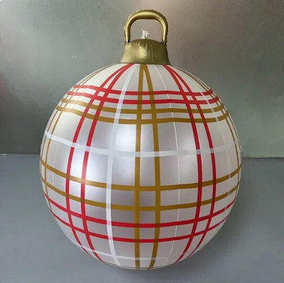 60 cm lauko kalėdinis pripučiamas dekoruotas kamuolys PVC milžiniškas, dideli, dideli rutuliai, vakarėlis Kalėdų eglutės papuošimai žaislinis kamuolys be šviesos