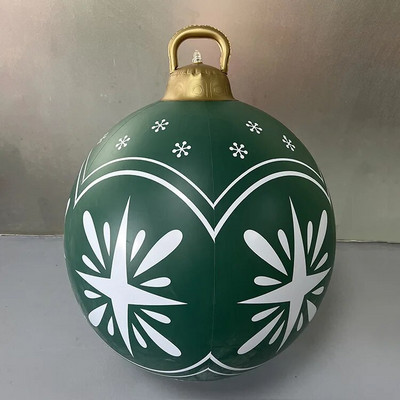 60 cm lauko kalėdinis pripučiamas dekoruotas kamuolys PVC milžiniškas, dideli, dideli rutuliai, vakarėlis Kalėdų eglutės papuošimai žaislinis kamuolys be šviesos