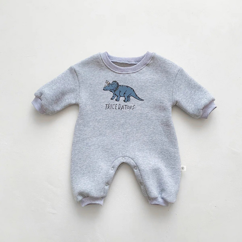 Winter Fleece Baby Dinosaur Romper για αγόρια Κορίτσια Φαρδιά φούτερ Casual Romper Βρεφικά ρούχα Νεογέννητα βαμβακερά φορμάκια One Piece
