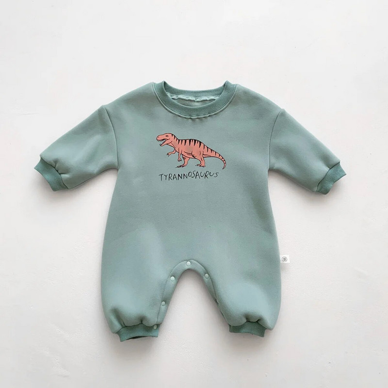Winter Fleece Baby Dinosaur Romper για αγόρια Κορίτσια Φαρδιά φούτερ Casual Romper Βρεφικά ρούχα Νεογέννητα βαμβακερά φορμάκια One Piece