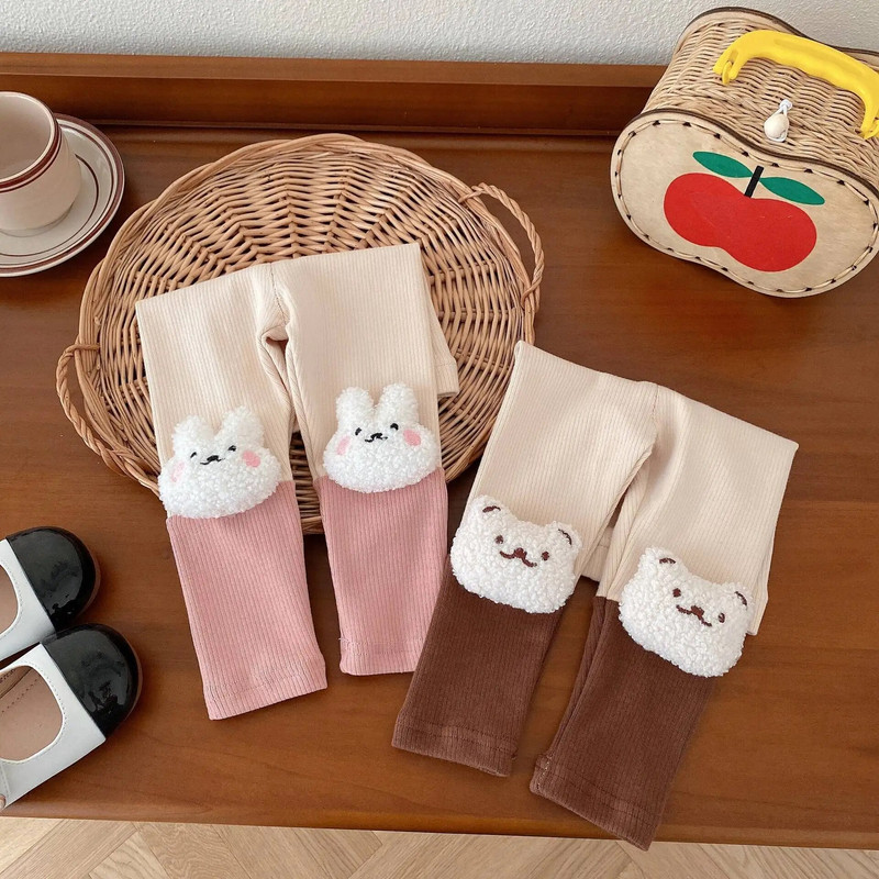 2023. aasta sügisene Korea beebitüdrukute säärised püksid vastsündinutele poistele laigulised säärised armsad multifilmid, väikelapsed, vabaaja püksid