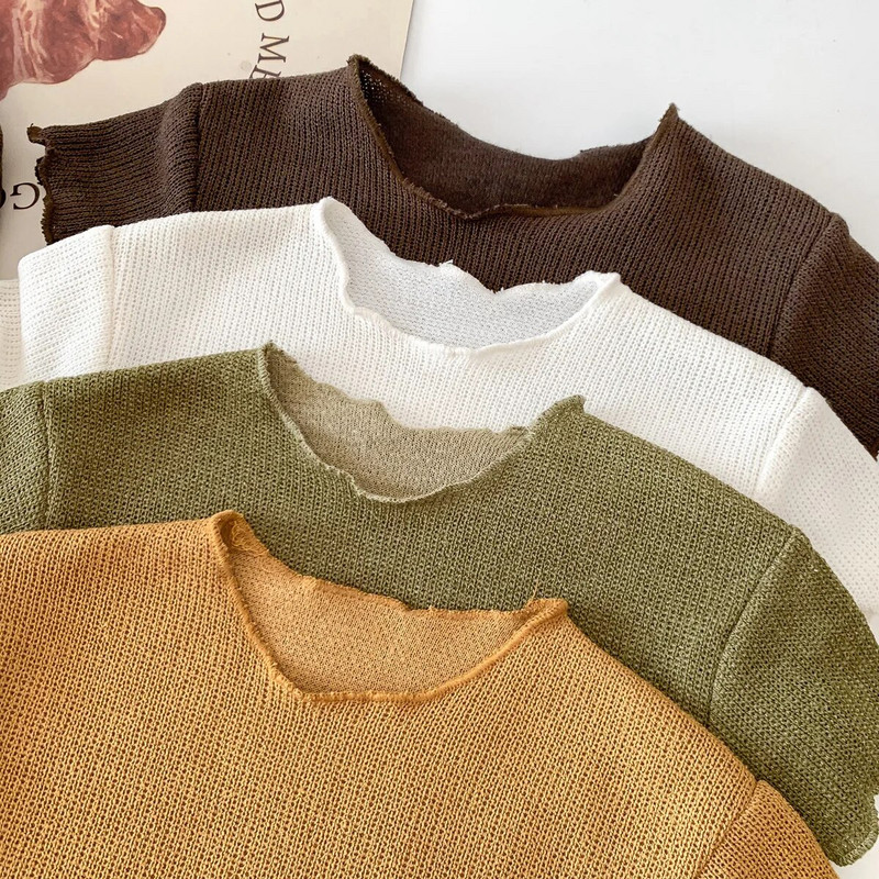 Ljetni kompleti kratkih rukava za dječake Jednobojne majice kratke hlače 2kom Set odjeće za bebe Pletena tanka pletena odjeća za djevojčice Ležerno kućno odijelo