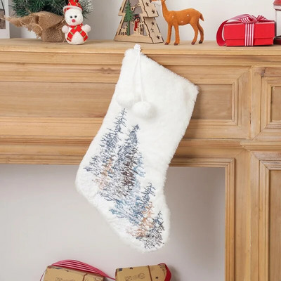 Ziemassvētku Jaungada atmosfēras dekorēšanas piederumi dāvanu uzglabāšanas soma Sniegpārsliņa Jauki plīša bērnu Ziemassvētku eglītes zeķes