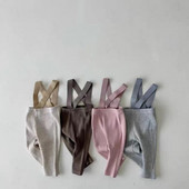 Korejske jednobojne tajice za bebe Uske hlače za malu djecu Dječaci Pp hlače Pamučne kombinezone za djevojčice Dječje ležerne hlače Tajice s remenom za bebe