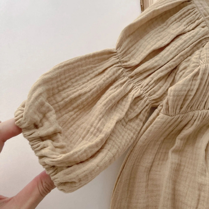 2023-as őszi kislányok egyszínű, hosszú ujjú body, csecsemő pamut, négyzet alakú galléros kombiné, totyogó, alkalmi egyrészes ruhák