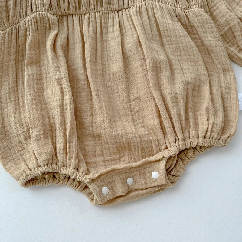 2023-as őszi kislányok egyszínű, hosszú ujjú body, csecsemő pamut, négyzet alakú galléros kombiné, totyogó, alkalmi egyrészes ruhák