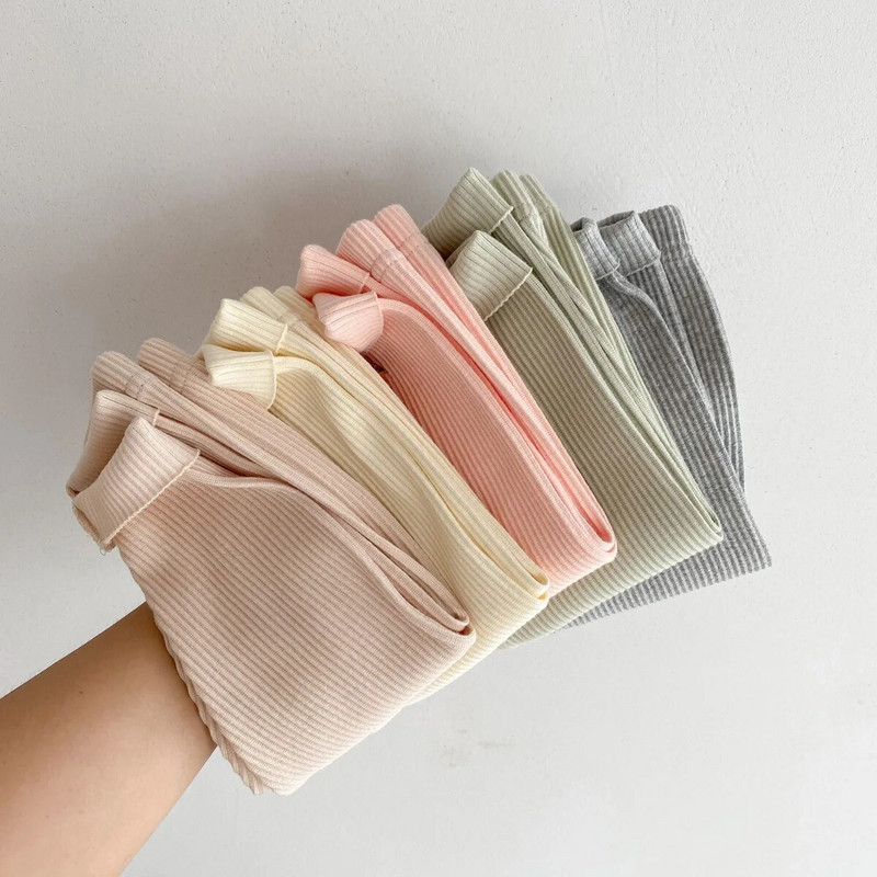 Jednobojne tajice za bebe Jesen 2023. Tajice za dječake i djevojčice Rebraste uske hlače 0-3 godine, dojenčad, mala djeca, dječje ležerne hlače