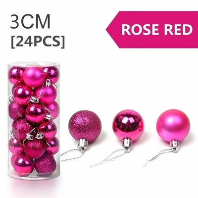 24gab/komplekts Krāsainas Ziemassvētku eglīšu bumbiņas Mirdzoši Zelts Melns Mājas Jaunais gads Iekarināms Dekorācijas Bumbiņu komplekts Neplīstoši Rotāti 3CM