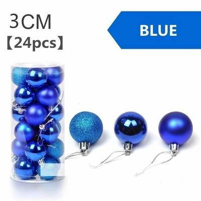 24gab/komplekts Krāsainas Ziemassvētku eglīšu bumbiņas Mirdzoši Zelts Melns Mājas Jaunais gads Iekarināms Dekorācijas Bumbiņu komplekts Neplīstoši Rotāti 3CM