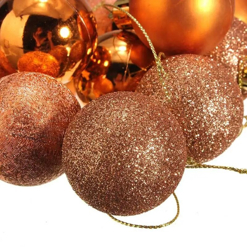 24gab/komplekts Krāsainas Ziemassvētku eglīšu bumbiņas Mirdzoši Zelts Melns Mājas Jaunais gads Iekarināms Dekorācijas Bumbiņu komplekts Neplīstoši Rotāti 3CM