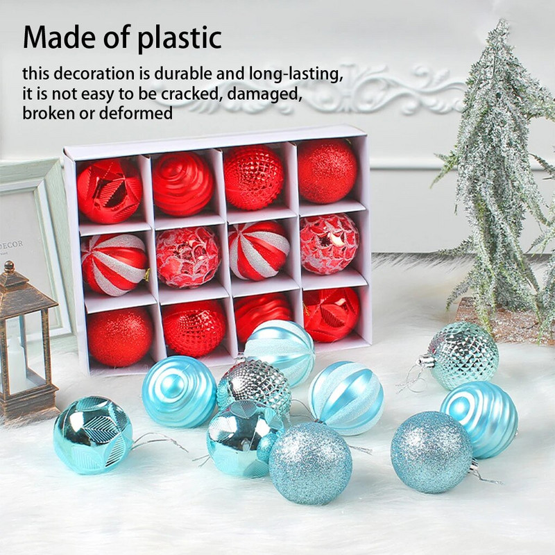 12PCS 6CM Božićne kuglice Viseće Festivalske atmosfere Dekoracije Rođendanske Ukrasi za fotografije u zatvorenom prostoru na otvorenom