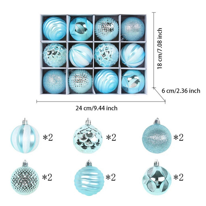 12PCS 6CM Božićne kuglice Viseće Festivalske atmosfere Dekoracije Rođendanske Ukrasi za fotografije u zatvorenom prostoru na otvorenom