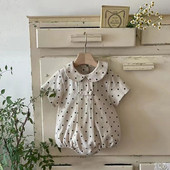 Ljetni dječji bodi kratkih rukava za dojenčad, dječake, široki prugasti kombinezon, ovratnik za lutke, djevojčice, djevojčice, pamučna odjeća za novorođenčad