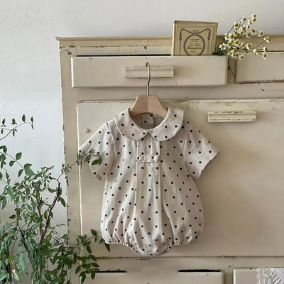 Ljetni dječji bodi kratkih rukava za dojenčad, dječake, široki prugasti kombinezon, ovratnik za lutke, djevojčice, djevojčice, pamučna odjeća za novorođenčad