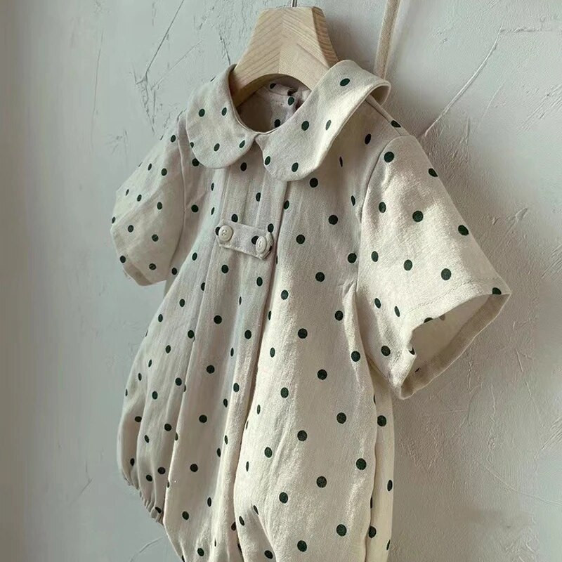 Ljetni dječji bodi kratkih rukava za dojenčad, dječake, široki prugasti kombinezon, ovratnik za lutke, djevojčice, djevojčice, pamučna odjeća za novorođenčad