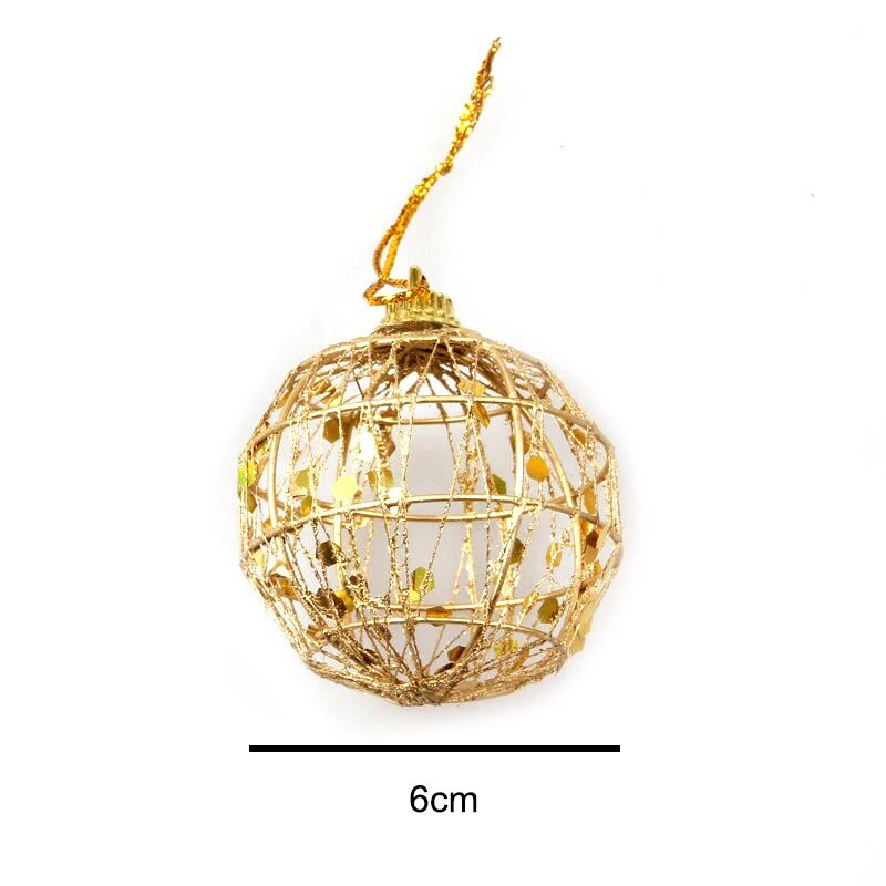 6kom Božićna kuglica Zlatna šuplja viseća kuglica za božićno drvce Privjesci za božićno drvce Božićni ukrasi Dekoracija doma za vjenčanje